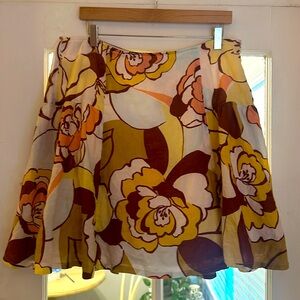Anthropologie Floral Linen Skirt